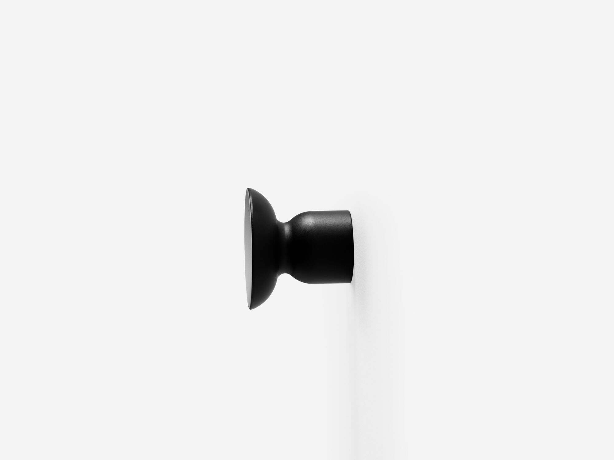 Side view of medium black wall knob